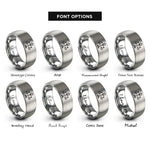 font options for inside engraving on grey balance scale star rings