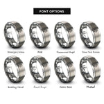 font options for inside engraving on silver balance scale star rings