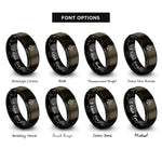 font options for inside engraving on gunmetal & black balance scale star rings