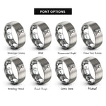 font options for inside engraving on gray balanced rock arches rings