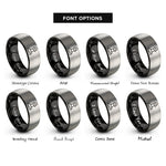 font options for inside engraving on black & silver balanced rock rings