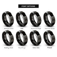 font options for inside engraving on black & grey balanced rock rings