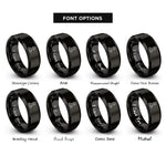 font options for inside engraving on black balanced rock rings