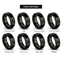 font options for inside engraving on black balanced rock rings
