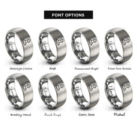 font options for inside engraving on gray balanced rock rings