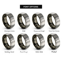 font options for inside engraving on gunmetal & grey balanced rock rings