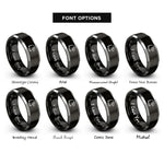 font options for inside engraving on black & silver bald eagle rings