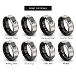font options for inside engraving on black & silver bald eagle rings
