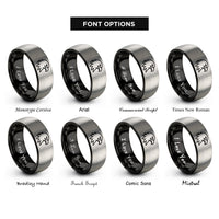 font options for inside engraving on black & grey bald eagle rings