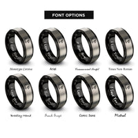 font options for inside engraving on black & grey bald eagle rings
