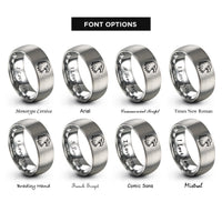 font options for inside engraving on silver bald eagle rings
