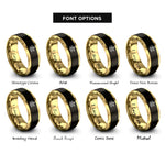 font options for inside engraving on black & gold bali rings
