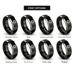 font options for inside engraving on black & gray ball bearing rings