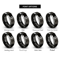font options for inside engraving on black & gray ball bearing rings