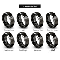 font options for inside engraving on black & gray ball bearing rings