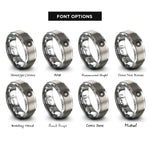 font options for inside engraving on gray ball bearing rings