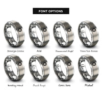 font options for inside engraving on gray ball bearing rings