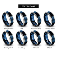 font options for inside engraving on blue & silver ball mouse rings