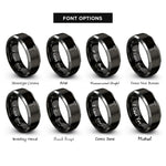 font options for inside engraving on black & silver ball peen hammer rings