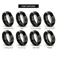 font options for inside engraving on black & silver ball peen hammer rings