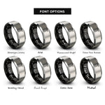 font options for inside engraving on black & silver ball peen hammer rings