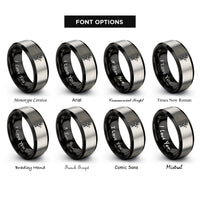 font options for inside engraving on black & gray ballerina silhouette rings