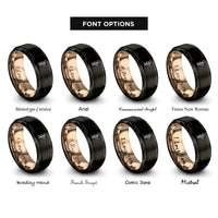 font options for inside engraving on black & rose gold ballerina silhouette rings