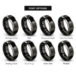 font options for inside engraving on black & gray ballet pointe shoes rings