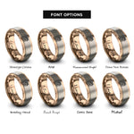 font options for inside engraving on rose gold ballet pointe shoes rings