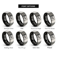 font options for inside engraving on black & grey ballistic helmet rings
