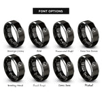 font options for inside engraving on black & grey ballistic helmet rings