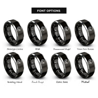 font options for inside engraving on black & grey ballistic helmet rings