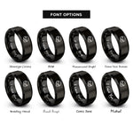font options for inside engraving on black ballistic helmet rings