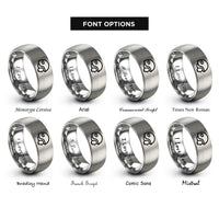 font options for inside engraving on gray ballistic helmet rings