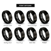 font options for inside engraving on black balloon cluster rings