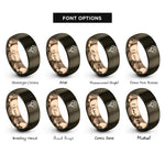 font options for inside engraving on gunmetal & rose gold balloon cluster rings