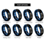font options for inside engraving on black & blue balloons rings
