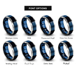 font options for inside engraving on blue & gray balloons rings