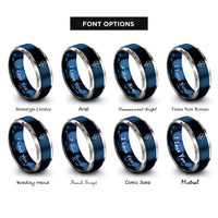 font options for inside engraving on blue & gray balloons rings