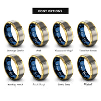font options for inside engraving on gold & blue & silver balloons rings