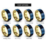 font options for inside engraving on gold & blue balloons rings