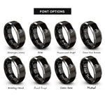font options for inside engraving on black & silver ballot box checkmark rings