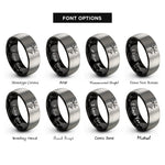 font options for inside engraving on black & silver bamboo stalks rings