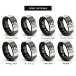 font options for inside engraving on black & silver bamboo steamer rings