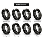 font options for inside engraving on black & grey banana leaf rings