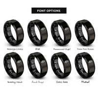 font options for inside engraving on black banana leaf rings