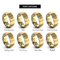font options for inside engraving on gold & grey banana leaf rings