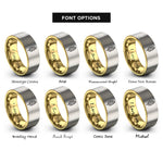 font options for inside engraving on gold & gray banana leaf rings