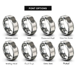font options for inside engraving on gray banana leaf rings