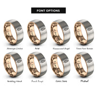 font options for inside engraving on rose gold & gray banana leaf rings
